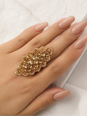 Anthropologie Gold Crystal Statement Ring